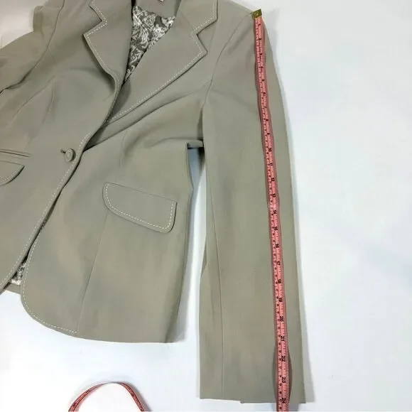Cabi Women 6 Jacket 8 Pants Suit Gray Greige Stitching Professional Career - Picture 11 of 14